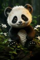 ai generado panda dibujos animados fondo de pantalla foto