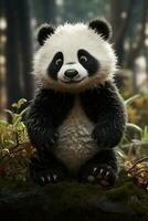 ai generado panda dibujos animados fondo de pantalla foto