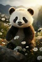 ai generado panda dibujos animados fondo de pantalla foto