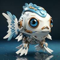 AI generated puffer fish 3D cartoon robot photo