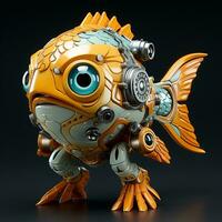 AI generated puffer fish 3D cartoon robot photo