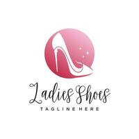 Shoes logo design element vector for woman beauty fashion with modern concept