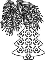 Black and white set of snowflakes, new year things, line - art, line art colouring page, vector. vector