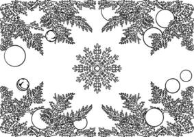 Black and white set of snowflakes, new year things, line - art, line art colouring page, vector. vector