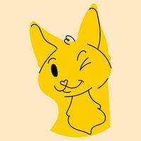 Yellow, fancy cat. Vector illustration in flat cartoon style