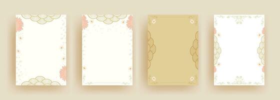 artistic universal template in set with flowers and border design vector