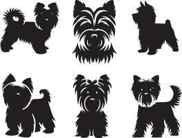 silueta sólido vector icono conjunto de perro, razas, canino, perro, sabueso, cachorro, chucho, mascota, perrito