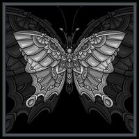 Monochrome Butterfly chief mandala arts. vector