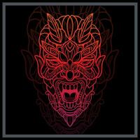 Gradient colorful red devil mandala arts. vector