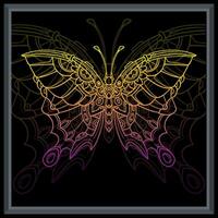 Gradient colorful butterfly mandala arts. vector