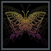 Gradient colorful butterfly mandala arts. vector