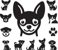 Silhouette Solid Vector Icon Set Of Dog, Breeds, Canine, Pooch, Hound, Puppy, Mutt, Pet, Doggy