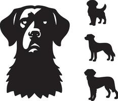 silueta sólido vector icono conjunto de perro, razas, canino, perro, sabueso, cachorro, chucho, mascota, perrito