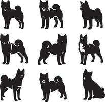 Silhouette Solid Vector Icon Set Of Dog, Breeds, Canine, Pooch, Hound, Puppy, Mutt, Pet, Doggy