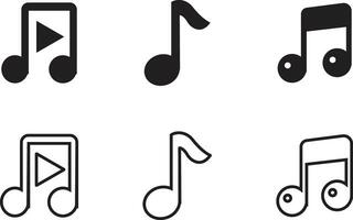 Music notes icon in flat, line style set. isolated on transparent background. collection use for Musical key signs. design element logo template technology symbol vector for apps and website