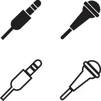 Mic icon in flat, line style set isolated on transparent background Podcast mike, journalist microphone, conference, windscreen, retro radio pictogram for music store vector foe apps and website