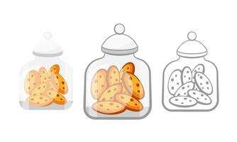 Vector cookies in a jar in cartoon style.