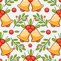 Vector pattern with Christmas bells in cartoon style.