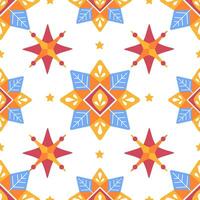 Vector Christmas pattern with Christmas stars in cartoon style.
