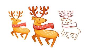 Vector set of deer in cartoon style.