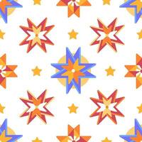 Vector Christmas pattern with Christmas stars in cartoon style.