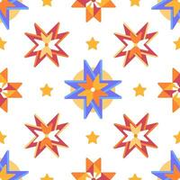 Vector Christmas pattern with Christmas stars in cartoon style.