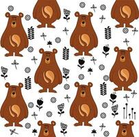 seamless pattern with bear, cute teddy bear cartoon, vector textile fabric print, wrapping paper, book cover, pajamas and bedding pattern for kids