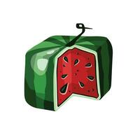 Quarter cut watermelon cube, hand drawn, with transparent background, illustration eps10 vector