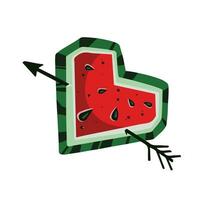 Watermelon heart with arrow, hand drawn, with transparent background, illustration eps10 vector