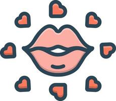 color icon for kissing vector