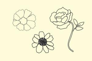 Hand drawing one line art floral illustration vector