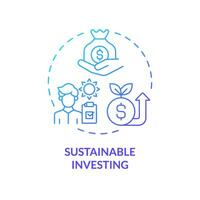 2D gradient sustainable investing icon, simple isolated vector, climate metrics thin line illustration. vector