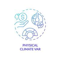 2D gradient physical climate VaR icon, simple isolated vector, climate metrics thin line illustration. vector