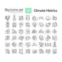 2D editable black big thin line icons set representing climate metrics, isolated simple vector, linear illustration. vector