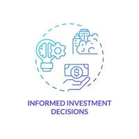 2D gradient informed investment decisions icon, simple isolated vector, climate metrics thin line illustration. vector