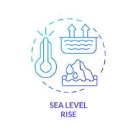 2D gradient sea level rise icon, simple isolated vector, climate metrics thin line illustration. vector