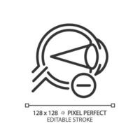 2D pixel perfect editable black myopia icon, isolated simple vector, thin line illustration representing eye care. vector