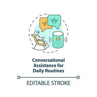 2D editable thin line icon conversational assistance for daily routines concept, isolated vector, multicolor illustration representing arena. vector