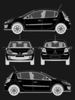 Renault Clio car blueprint poster vector