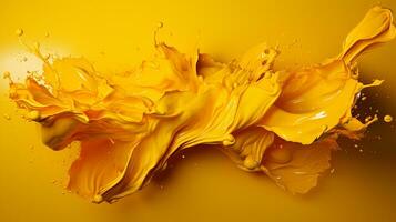 AI generated yellow paint splash background photo