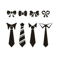 Set of Simple Assorted Tie Shape Design, Collection of Flat Tie Silhouette Icon Template Vector