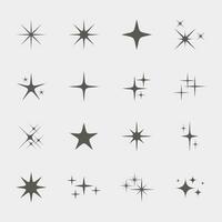 set of flat sparkling star illustration vector