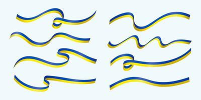 various ukraine flag ribbon collection vector