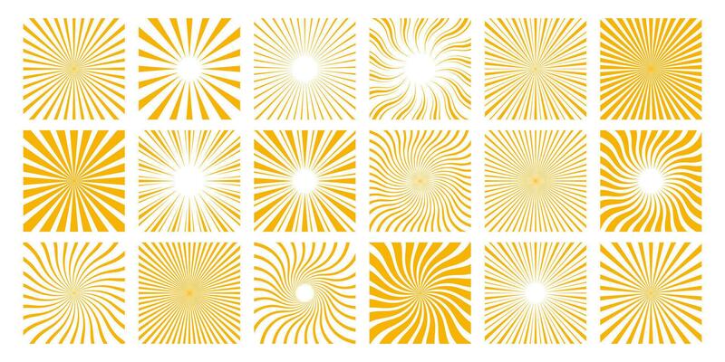 various radial sunburst shape collection