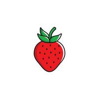 Simple flat strawberry illustration design, fresh strawberry icon with outlined style template vector