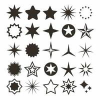 conjunto de sencillo clasificado estrella forma diseño, colección de plano estrella silueta icono modelo vector