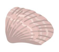 Seashell clipart. Single doodle of mollusk shell isolated on white. Colored vector illustration in cartoon style.