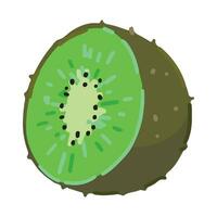 Half kiwi fruit clipart. Sweet exotic fruit doodle isolated on white. Colored vector illustration in cartoon style.