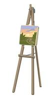 Artist plein air easel clipart. Summer leisure activity doodle clipart isolated on white. Colored vector illustration in cartoon style.