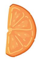 Slice of orange fruit clipart. Citrus exotic fruit doodle isolated on white. Colored vector illustration in cartoon style.